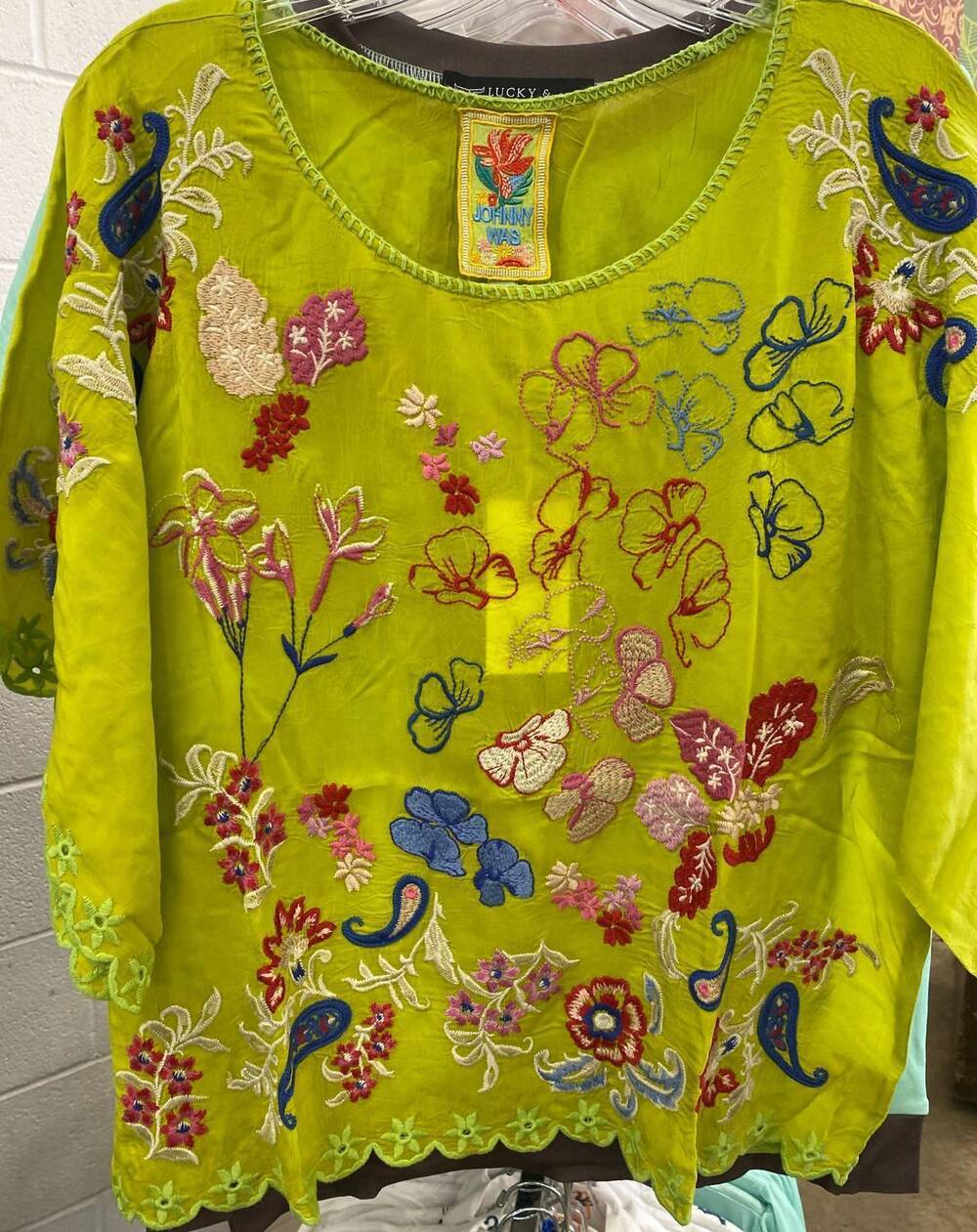NEW JOHNNY WAS women's raysa blouse in lime green